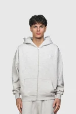 45keys Basic Zip Hoodie Grey Melange (12)