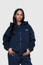 45keys Basic Zipper Hoodie Navy (2)