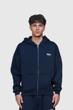 45keys Basic Zipper Hoodie Navy (9)