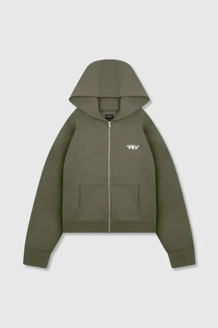 45keys Basic Zipper Hoodie Olive (1)
