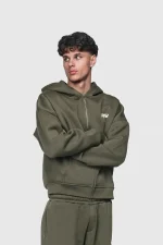 45keys Basic Zipper Hoodie Olive (10)