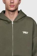 45keys Basic Zipper Hoodie Olive (11)