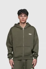 45keys Basic Zipper Hoodie Olive (12)