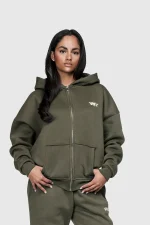 45keys Basic Zipper Hoodie Olive (2)