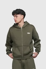 45keys Basic Zipper Hoodie Olive (9)