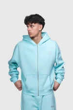 45keys Basic Zipper Hoodie Turquoise (3)