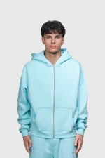 45keys Basic Zipper Hoodie Turquoise (5)